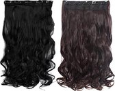 2x Clip In Extensions XXL 380 Gram 60cm zwart kleur1 Thermofibrehair