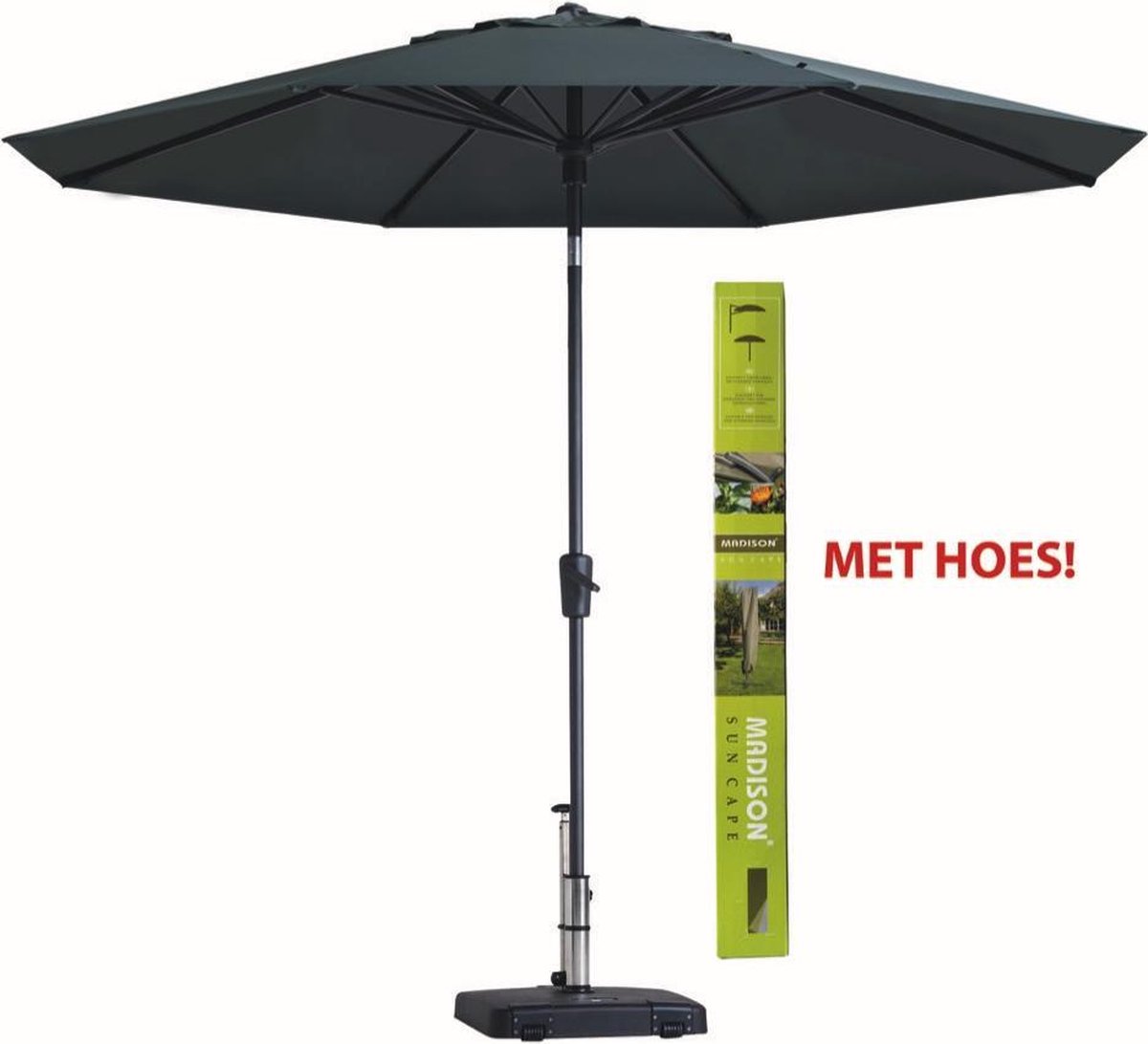 Parasol rond Grijs met gratis hoes 300 cm