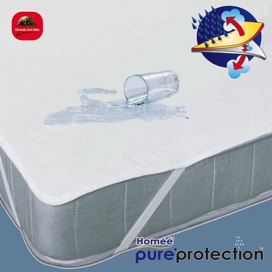 Homee waterdicht Matrasbeschermer flanel wit 160x200 +30 cm - matrasoplegger - vochtregulerend - ademend