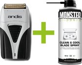 Andis Scheerapparaat TS-2 Shaver Profoil Lithium Plus Titanium Foil + Monster Clippers Clean & Cool Blade Spray