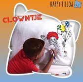 Happy Pillow - Clowntje kleurplaat op kussensloop inclusief textielstiften