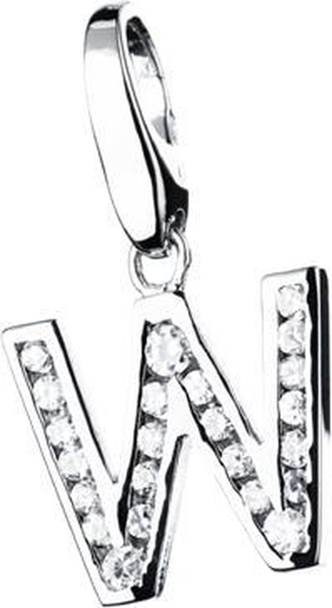 Charm | bedel | zilver | letter | W | zirkonia