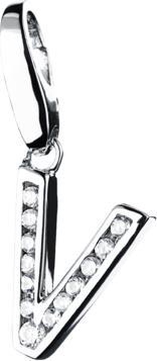 Charm | bedel | zilver | letter | V | zirkonia