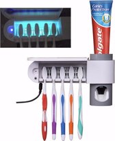 3 in 1 - Tandenborstelhouder - Sterilisator - Kiemdodend UV-licht - Tandpasta houder - Tandpasta dispenser - Elektrisch - Badkamer accessoires - Tandenborstel - Tandpasta - Bad - Badkamer - D