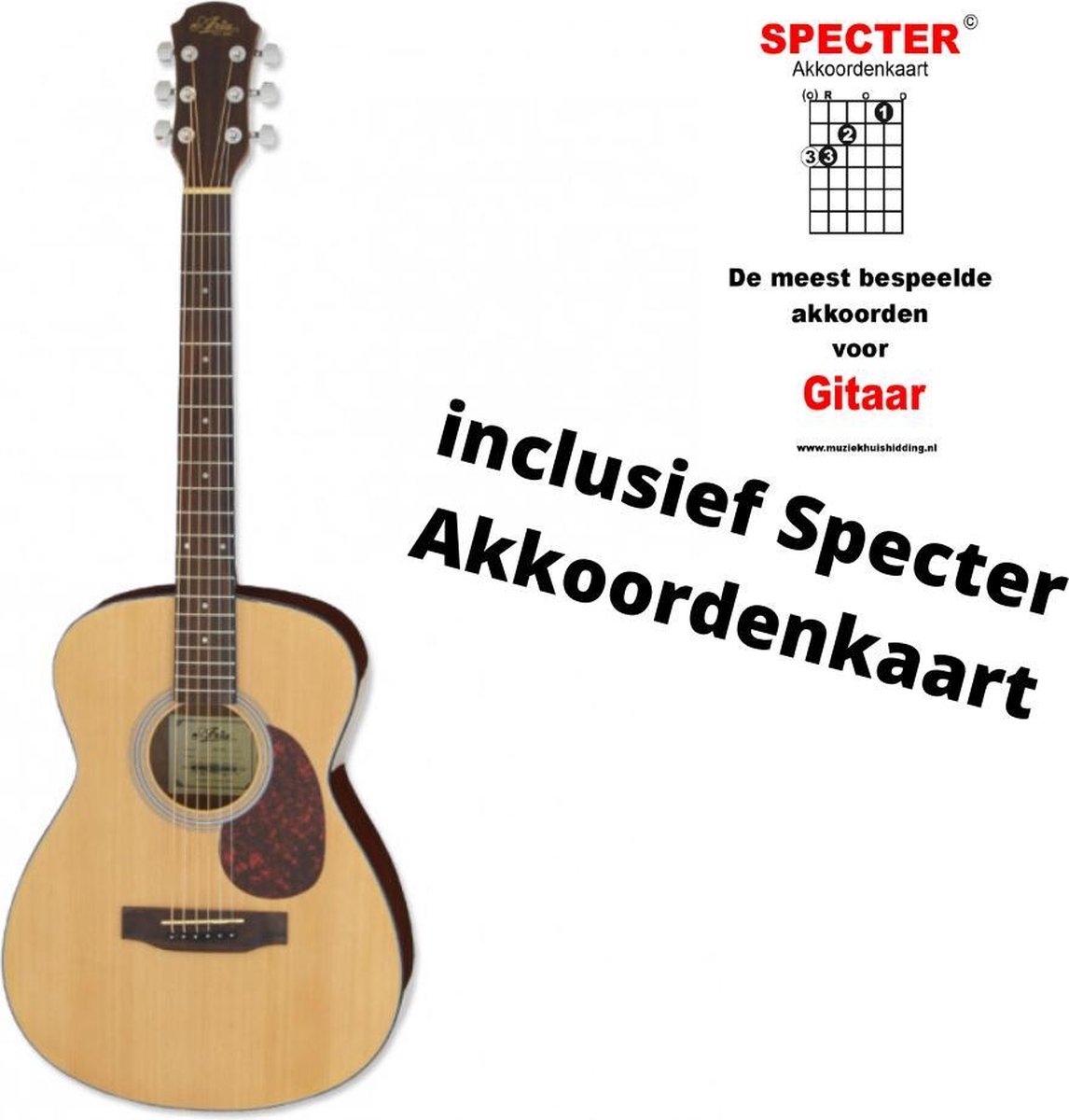 Aria Akoestische gitaar met handige akkoorden kaart