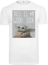 Heren T-Shirt Merchcode Star Wars - Mandalonian - Yoda - Baby Yoda Good Side Heren Tee wit