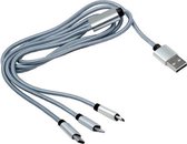 2x Zilveren nylon oplaadkabel met USB aansluiting 1,04 meter - Telefoonoplader - Opladers