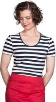 Dancing Days Dames Tshirt -XL- LAND AHOY Blauw/Wit