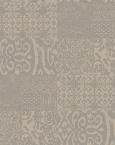 Barok behang Profhome VD219148-DI vliesbehang hardvinyl warmdruk in reliëf gestempeld in collage stijl glanzend beige taupe 5,33 m2