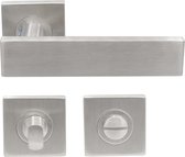 Slotman Solutions Deurklink RVS met vierkante rozet en toilet-/badkamersluiting - Duurzame en stijlvolle Deurkruk voor elke deur