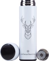 Witte Colourbottle® - Luxe Thermosfles met LED temperatuurdisplay - 500ml - Roestvrij Staal - Waterfles - Theebeker - Theefilter - Witte Drinkfles