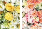 10x dubbele wenskaart met envelop - Blanco Bloemen - Zonder Tekst - 11,5 x 17 cm