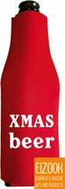 2 st. bier fles koelhoud hoes kerstmis thema rood - kerst - kado idee