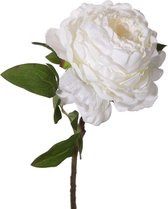 Viv! Home Luxuries Pioenroos - zijden bloem - wit - 49cm - topkwaliteit
