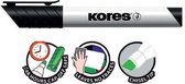 Kores Whiteboard & Flipover Markers (12 stuks) Zwart, beitelvormige punt 3-5mm