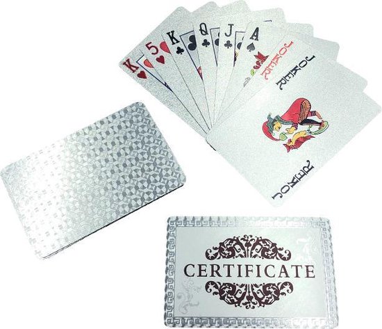Afbeelding van het spel Luxe zilveren Speelkaarten - Waterdichte Speelkaarten - Pokerkaarten - Speelkaarten - Waterproof kaarten - Geplastificeerd - Competitief - Spelletjes - Kaarten