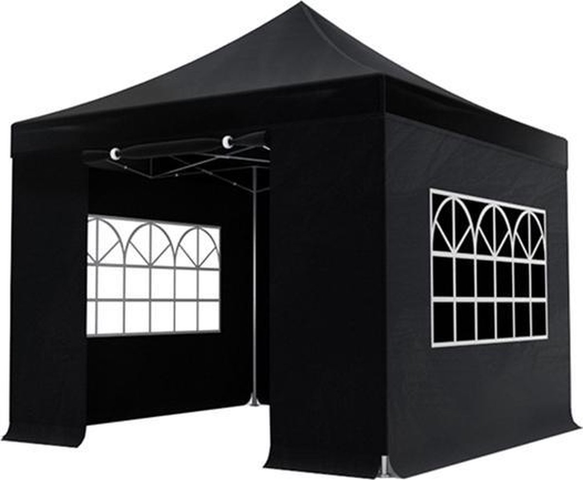 Easy up 3x3m zwart luxe partytent opvouwbaar -  Lizzely Garden & Living