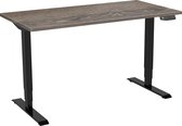 Zit-sta bureau elektrisch 2 motorig 160 x 80|Bruin eiken |Zwart frame