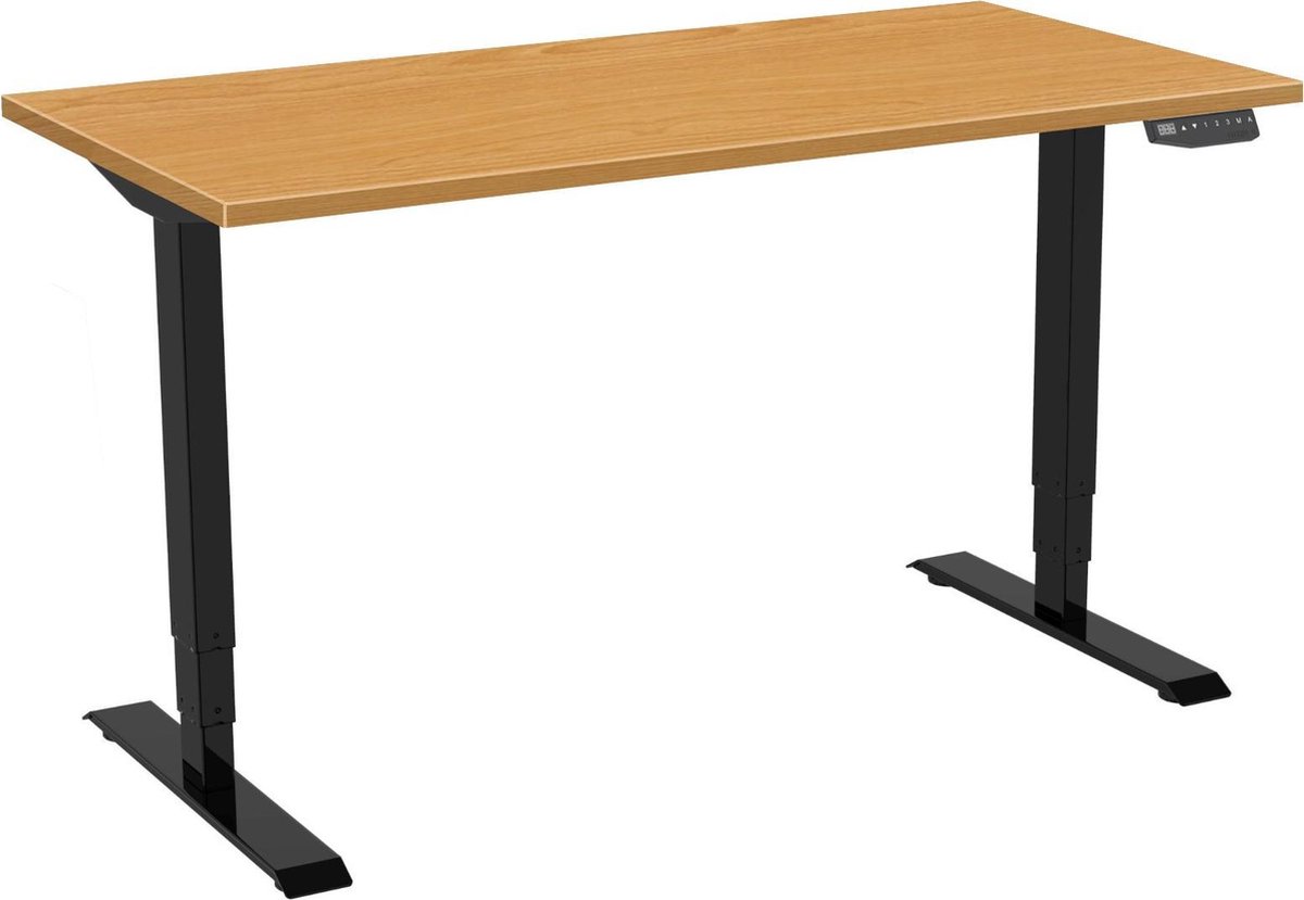 Zit-sta bureau elektrisch 2 motorig 160 x 80|Beuken |Zwart frame