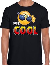Funny emoticon t-shirt Mr.Cool zwart voor heren - Fun / cadeau shirt L