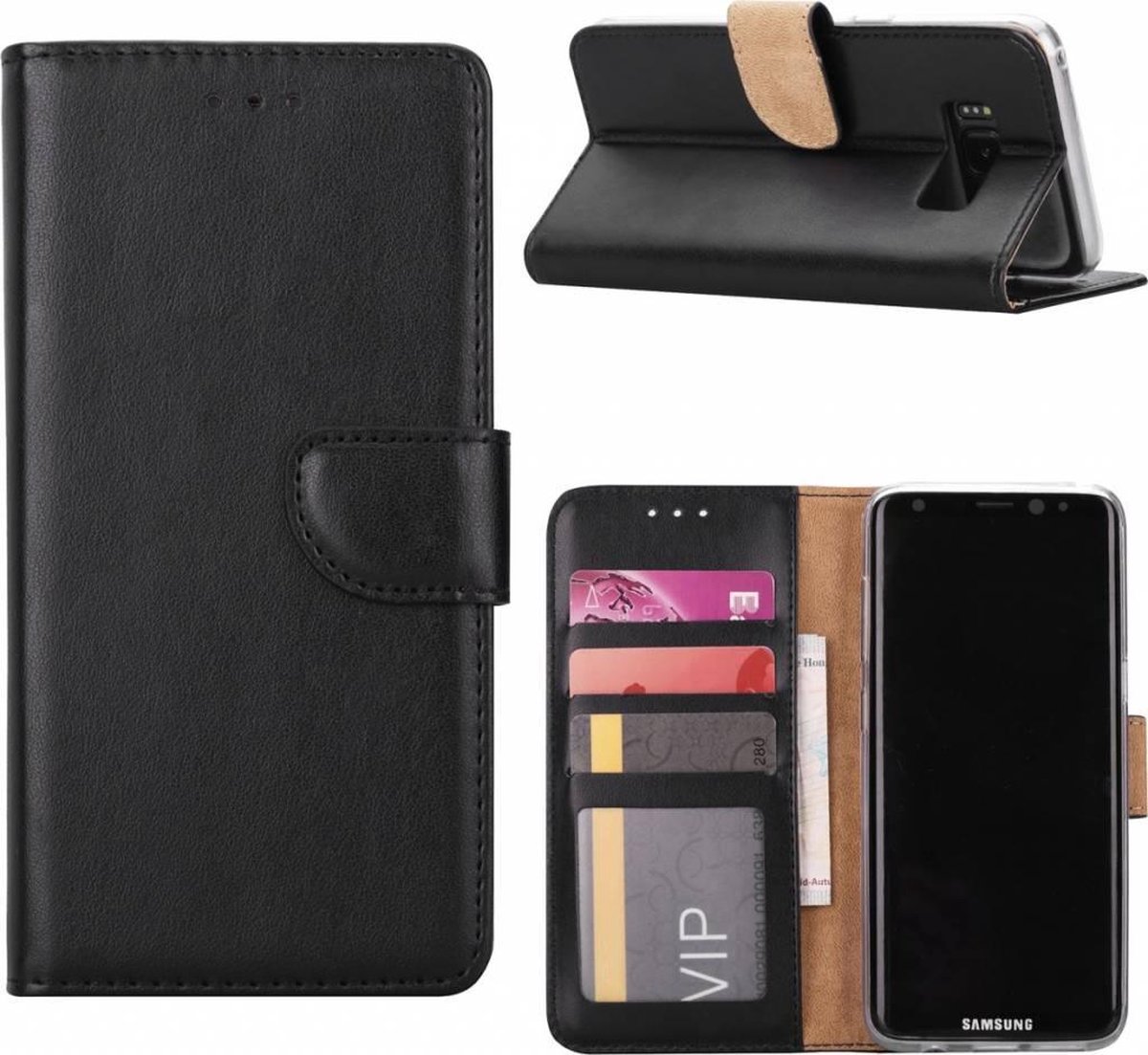 Samsung galaxy S8+ (Plus) Portemonnee / Booktype lederen hoesje Zwart