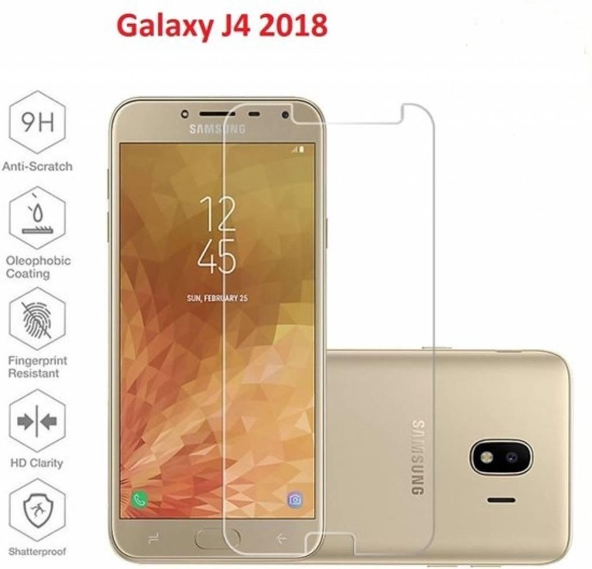 2X / 2 Stuks Samsung Galaxy J4 (2018) Beschermglas Screenprotector / Tempered Glass Screen