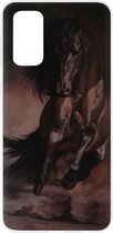 ADEL Siliconen Back Cover Softcase Hoesje Geschikt voor Samsung Galaxy S20 - Paarden Zwart