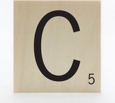 Houten scrabble letter C - 8 x 8 cm