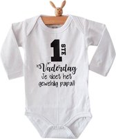 Rompertje baby tekst cadeau | eerste Vaderdag je doet het geweldig papa | Lange mouw | wit zwart | maat 74-80 | mooiste cadeautje kind liefste lief leukste mijn is de allerbeste allerliefste i love van de hele wereld papa's voor kind beste held