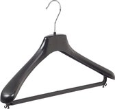De Kledinghanger Gigant - 10 x Mantel / kostuumhanger kunststof zwart met schouderverbreding en broeklat, 40 cm