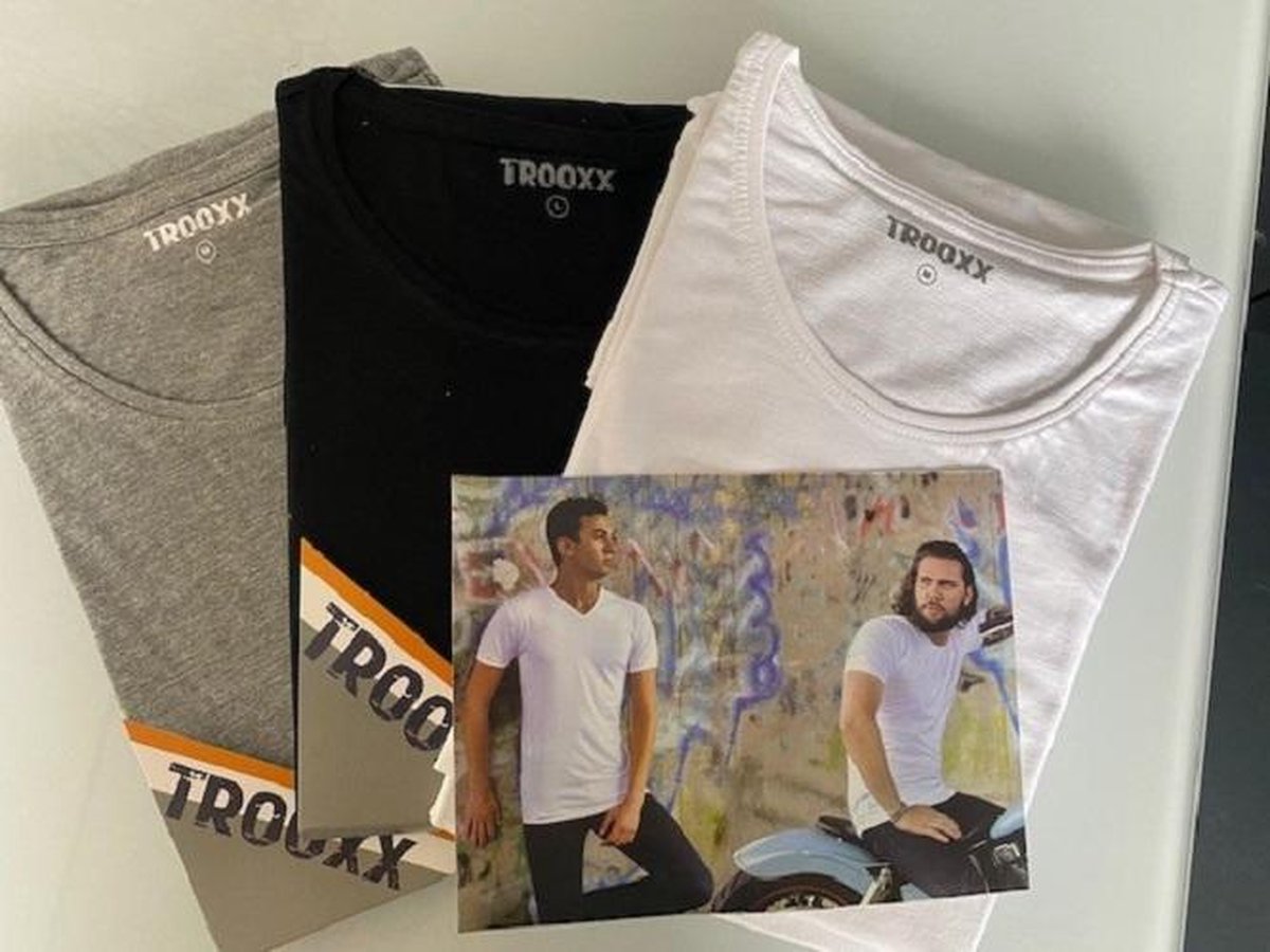 Trooxx T-Shirt-3x 2-Pack, 6 stuks - Round neck - White, Black en Grey - S