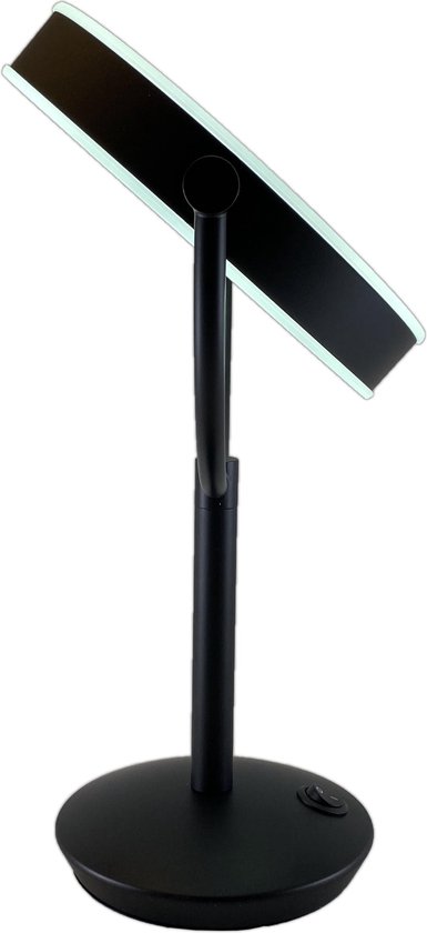 Metalen verlichte Make-up LED Spiegel ZWART of (chroom) 10X of (7x) vergroting 19cm doorsnee, inclusief 4x AA batterijen en USB stroomkabel - Gerard Brinard
