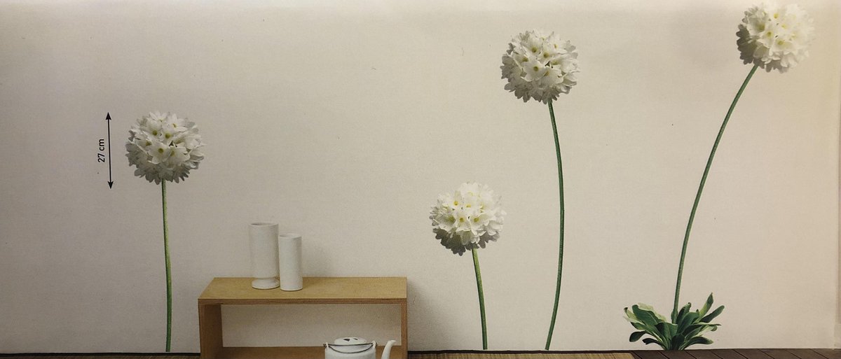 Sticker | Muursticker Kinderkamer | Deursticker | Wit | Bloemen