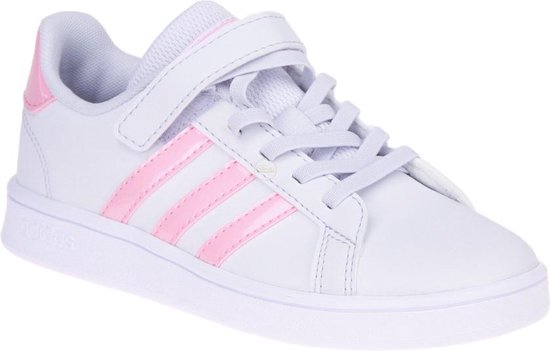 adidas - Grand Court C - Sneakers - Meisjes - Wit/Roze | bol.com