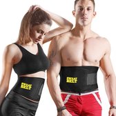 HWC Sweat Belt Waist Trainer - Body Shaper - Buikband - Afslank Band voor Mannen en Vrouwen – Zweetband - Buik Trainer - Zwart