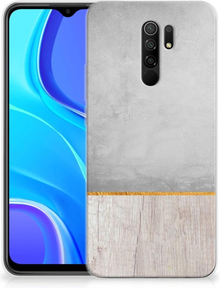 Xiaomi Redmi 9 Bumper Hoesje Wood Concrete