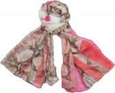 Dames sjaal - snake print in de kleuren bruin en roze - 180 x 90 cm
