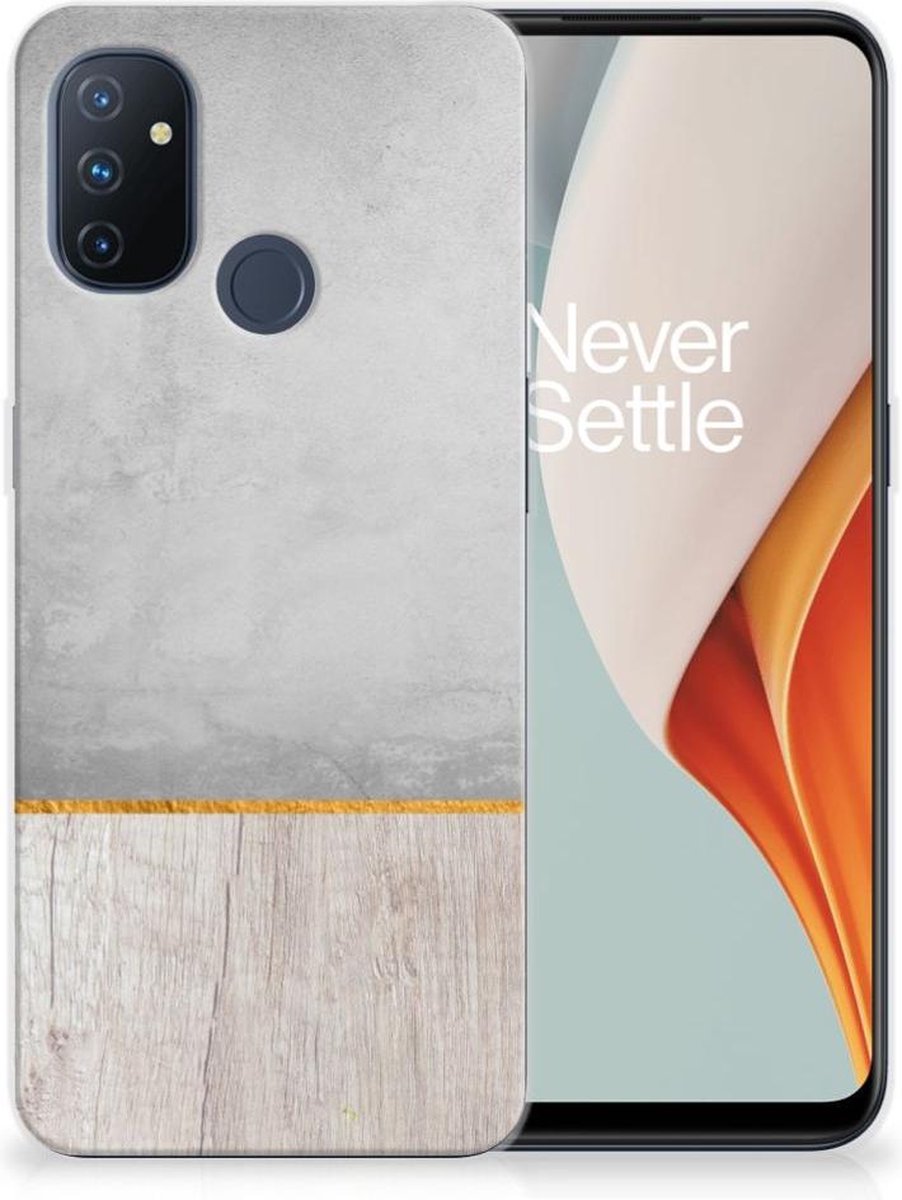 OnePlus Nord N100 Bumper Hoesje Wood Concrete