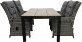 5-delige tuinset | 4 Dublin verstelbare stoelen (AG) | 160 of 180cm Cyprus tuintafel (Wood)