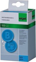 Sigel SI-WM005 Waardemunten Kunststof 100 Stuks 25mm Bier Blauw