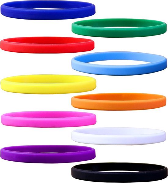 Smalle siliconen polsbandjes mix van 10 kleuren (zak van 60 stuks) voor  volwassenen | bol.com
