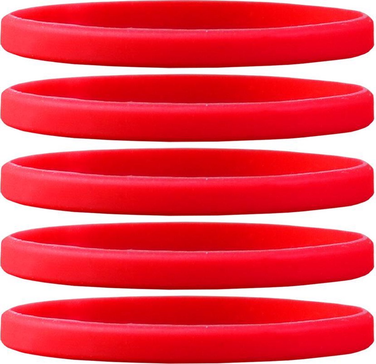 Dinilu - 60 x Smalle Siliconen Armbanden Rood - voor volwassenen