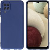 Samsung Galaxy A12 Hoesje Siliconen - iMoshion Color Backcover - Donkerblauw