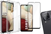 Hoesje geschikt voor Samsung Galaxy A12 - Screenprotector FullGuard & Camera Lens Screen Protector - Back Cover Case ShockGuard Transparant