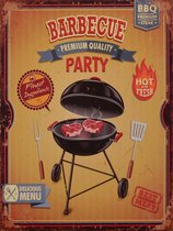 BBQ Barbecue Party Reclamebord van metaal 33 x 25 cm METALEN-WANDBORD - MUURPLAAT - VINTAGE - RETRO - HORECA- BORD-WANDDECORATIE -TEKSTBORD - DECORATIEBORD - RECLAMEPLAAT - WANDPLAAT - NOSTAL