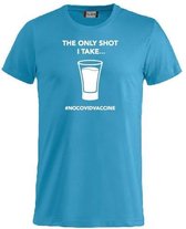 #nocovidvaccine T-shirt met opdruk Covid 19 vaccinatie keuze – ronde hals – ocean blue - unisex - 3XL