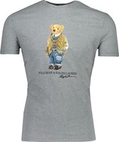 Polo Ralph Lauren  T-shirt Grijs Getailleerd - Maat L - Heren - Lente/Zomer Collectie - Katoen