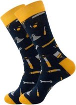Sokken heren zwart / blauw - print bouw 40-46