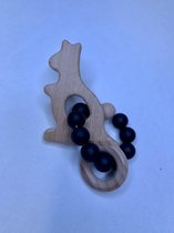 Bijtspeelgoed houten bijtring kangoeroe zwart | bijtring van hout en siliconen | bij doorkomende tandjes | bijtring | bijtspeelgoed