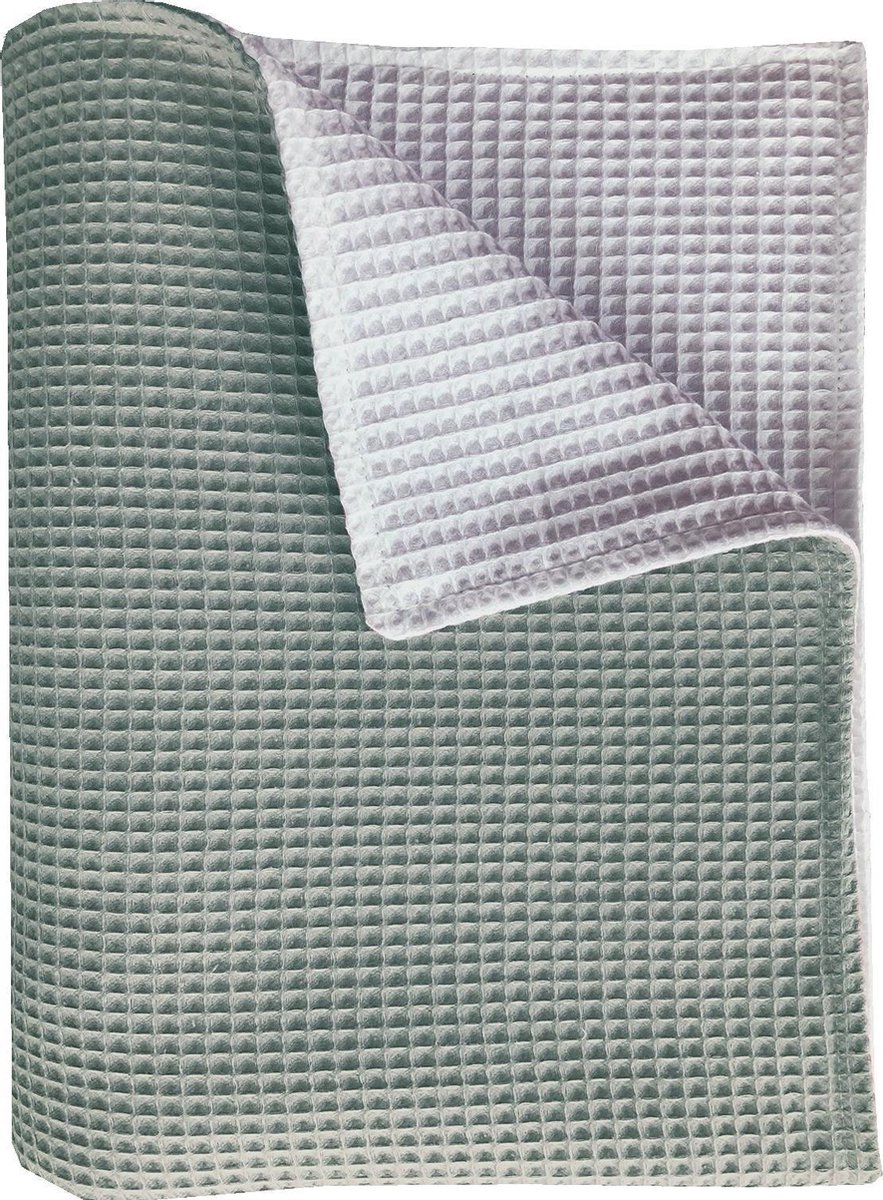 BINK Bedding wiegdeken Pique (Wafel) dubbelzijdig olijf/wit 75 x 100 cm